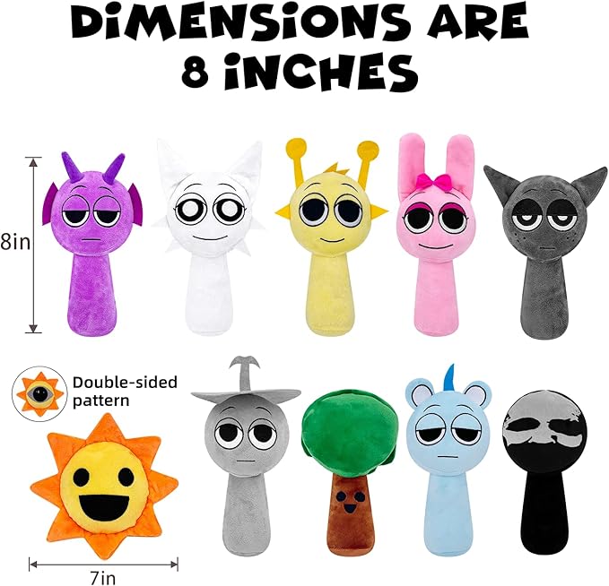 Sprunki Plush Toys, Horror Games Plushies Toy for Fans, Soft Stuffed Animal Pillow Figure Doll Christmas Birthday Gifts for Adult Kids (20Pcs)