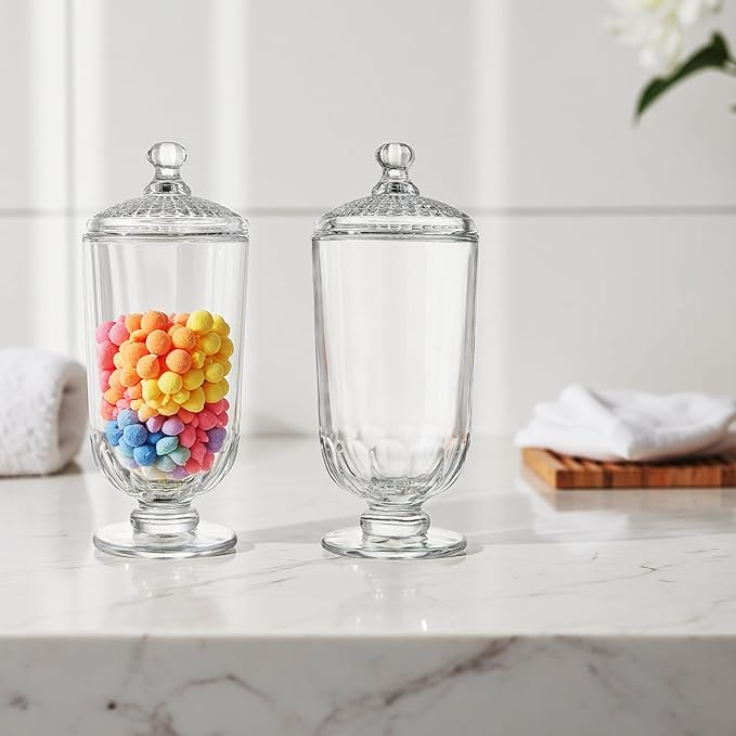 ZEERSHEE 2 Pack 24oz Clear Glass Candy Jars with Lids Glass Decorative Storage Jar for Candy Buffet, Wedding Favors, Baby Shower, Party Decor, DIY Crafts