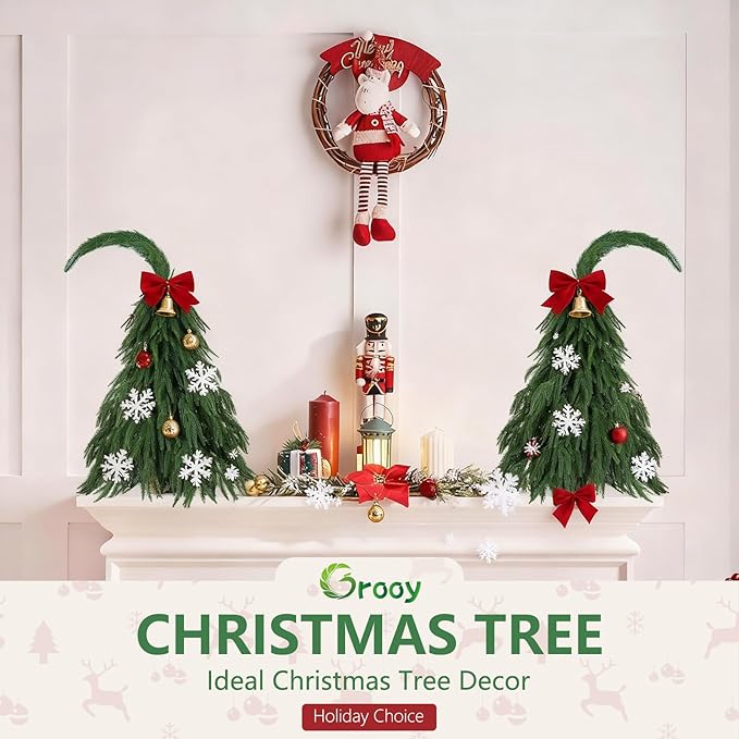 Tabletop Norfolk Pine Christmas Tree, 3FT Green Mini Artificial Christmas Tree with Norfolk Branch, Small Xmas Tree for Christmas Holiday Indoor Decoration