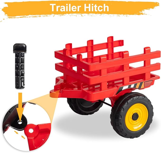 JOYMOR Ride on Tractor with Remote Control, 25W Motors Electric Tractor with Trailer for Toddler, 12V Battery Powered Ride on car Toy for Boys and Girls