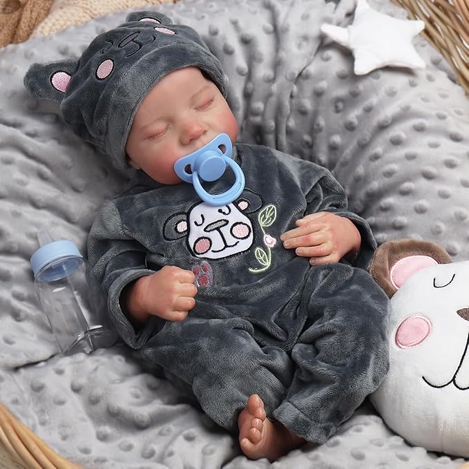 Reborn Baby Dolls,18 Inch Realistic Baby Doll with Full Vinyl Body Lifelike Baby Dolls Real Life Baby Doll for Kids Age 3+ (Levi.B)