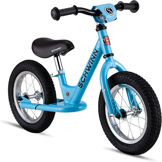 Schwinn Balance Bike, 12 Inch Bike for Kids Ages 2-4, Durable Steel Frame, Padded Seat, Cushioned Grips, Adjustable Seat Grows with Your Child, No Training Wheels Needed, Training Bicycle for Kids