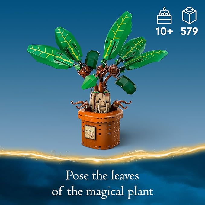 LEGO Harry Potter Mandrake Figure & Pot Plant Toy, Harry Potter Collectible Gift Idea for Kids, Magical Creature Playset for Room décor, Harry Potter Toy for 10 Year Old Girls, Boys or Any Fan, 76433
