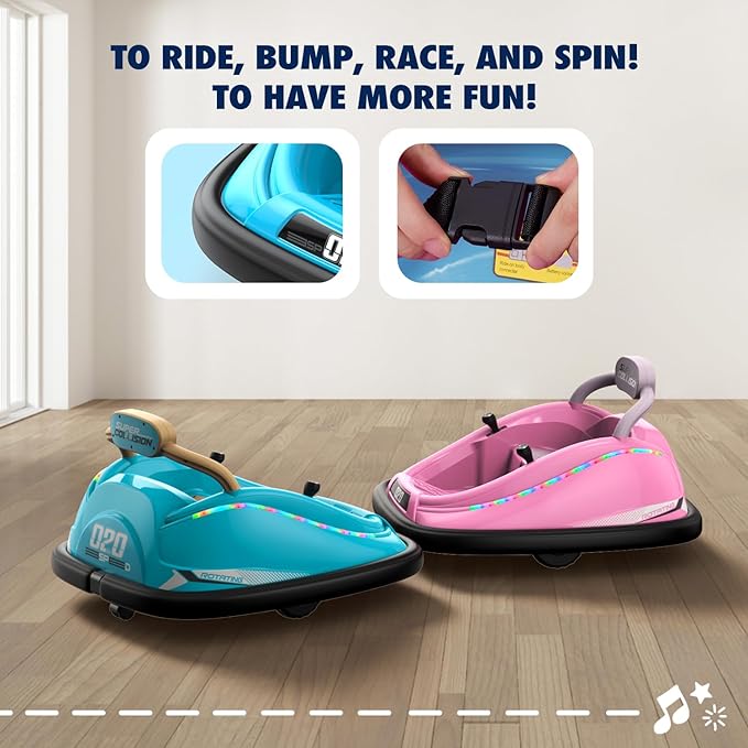 Bumper car, 12V Electric Kids-Bumper car Ride Toys with Remote and Music Function, Perfect Kids Gifts Baby Bumper car for Toddlers Ages 1-6 for Birthday, Children's Day, and Christmas,Red