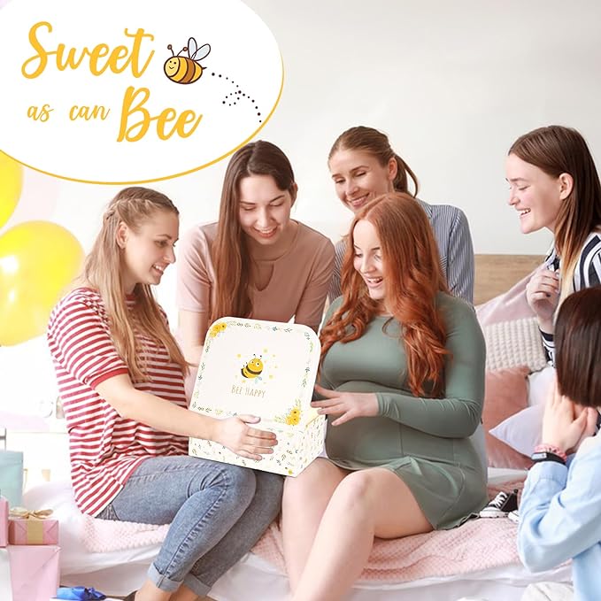 Baby Gift Set for Newborn, Bee Basket, High Contrast Baby Book Toys 0-6 Months Infant Rattle Socks Blanket Hat Onesie Baby Gifts Essentials for Girls Boys