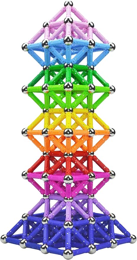 160Pcs Magnetic Building Sticks Blocks, Magnet Educational Toys STEM Toys for Kids and Adult, 3D Construction Building Toy with Storage Bag