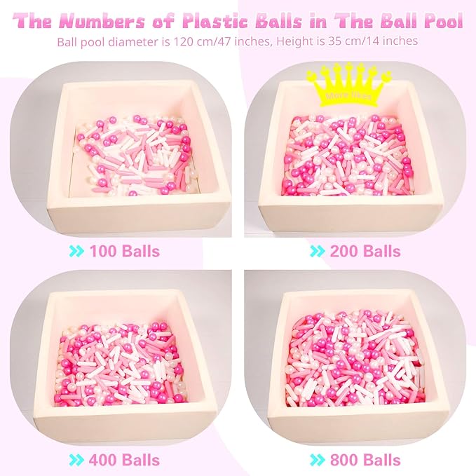 Ball Pit Balls and Strips for Ball Pits, 50 200 500pcs Cute Plastic Star Toy Balls for Kids, Baby Toddler 1-3 Birthday, Bounce House, Play Tent, Baby Pool Water Toys, Party