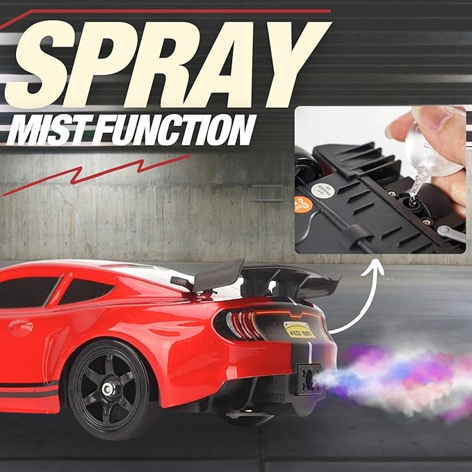 Liberty Imports RC Drift Car 1/16 2.4GHz 4WD Remote Control Sport Racing On-Road Vehicle with LED Light, Batteries and Drift Tires (Red)