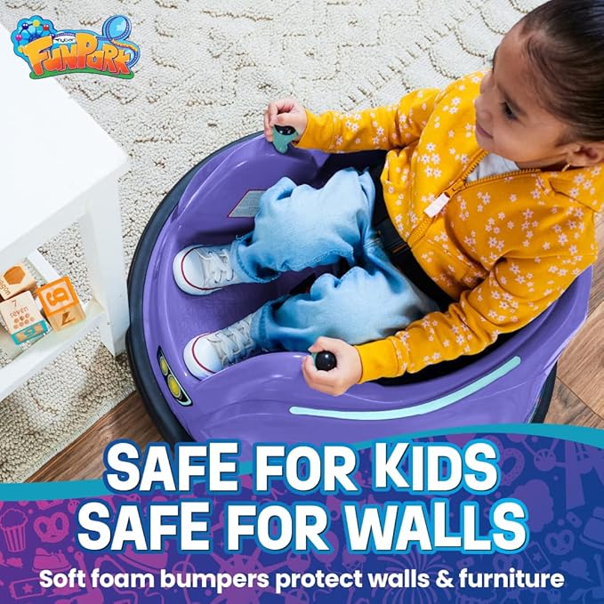 Flybar FunPark 6V Bumper Car for Toddlers, Kids Bumper Car, Electric Toddler Ride On Toys for Kids, Baby Bumper Car, Ages 1.5-4 Years, LED Lights, 360 Degree Spin, Supports up to 66 pounds (No Remote)