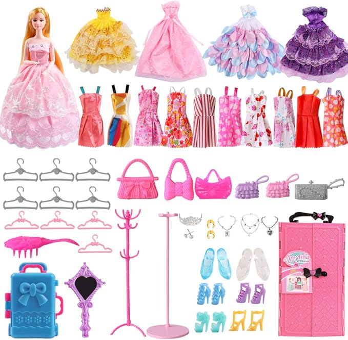 UCanaan Girl Doll and Closet Set with Doll Clothes and Accessories Items Including Fashion Dolls, Dressand Many Other Accessories (Refer Picture Shows),Best Gitfs for Girls Christmas Birthday