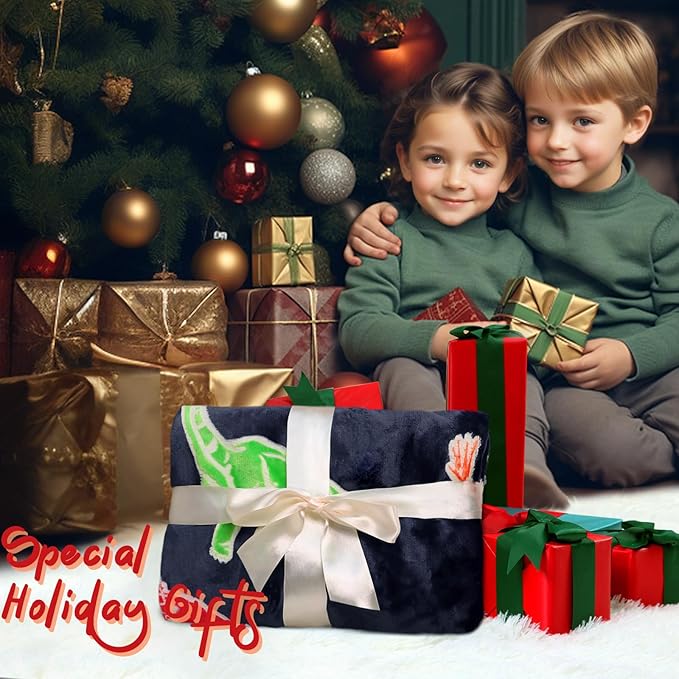 Dinosaur Gifts Toys for Kids Boys - Glow in The Dark Dino Blanket Birthday Gifts for Boys Age 3 4 5 6 7 8 9 10 Year Old Child Teen Toddler Dinosaur Room Decor 50"x60"