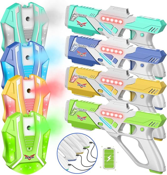 Rechargeable Lase r Tag Set with Vests, Upgrade Lase r Tag Guns Set of 4, Multi Player Lase r Tag Set for Kids Toy for Teen Boys & Girls, Indoor&Outdoor Toy Gift, Ages 8+,White