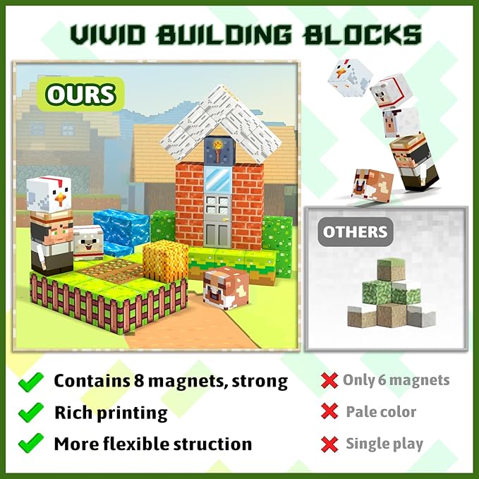 Magnetic Blocks,Creative Building Toys for Kids, STEM Sensory Toys for Ages 3-5, 5-7, 8-13, Christmas Birthday Gifts for Boys & Girls