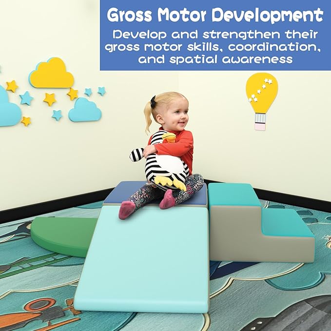 4 Pieces Kids Climbing Toys for Toddlers 1-3, Lightweight Couch Kids for Crawling and Sliding, Soft Play Equipment Foam Blocks Climber, Indoor Climb and Crawl Activity Play Set