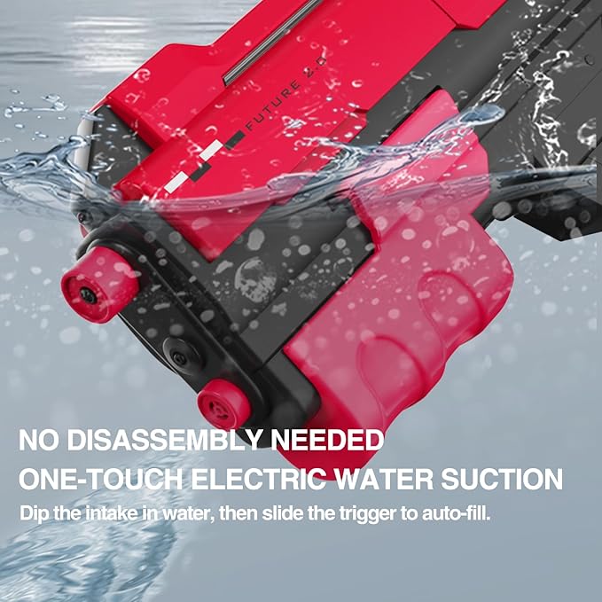 Electric Water Gun with LED Chasing Lights, 35 FT, Automatic & Manual Dual Mode High Powered High Capacity Squirt Guns for Adult Kid (Red)