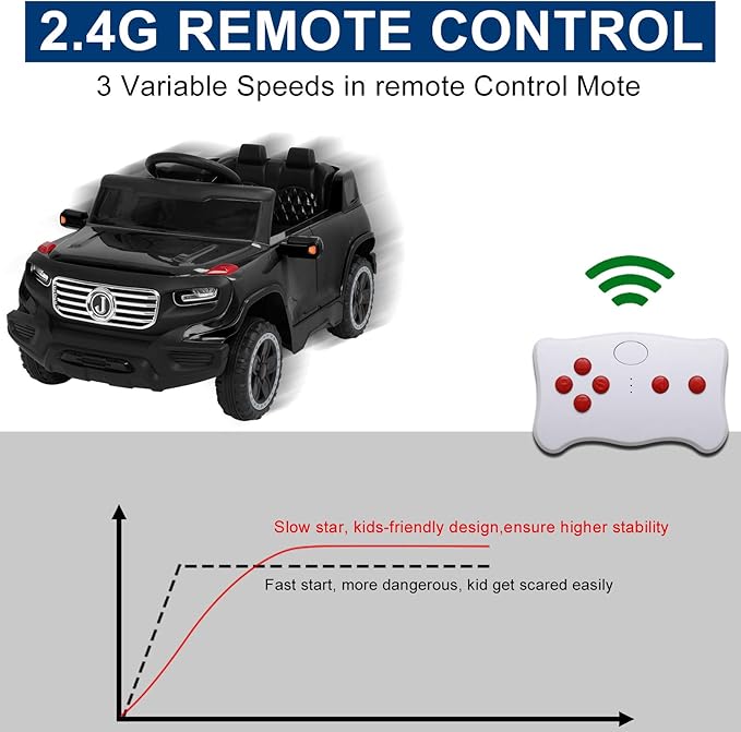 VALUE BOX Electric Remote Control Truck, Kids Toddler Ride On Cars 6V Battery Motorized Vehicles Children's Best Toy Car with 3 Speeds, Music, Seat Belts, Realistic LED and Horn (Ink)