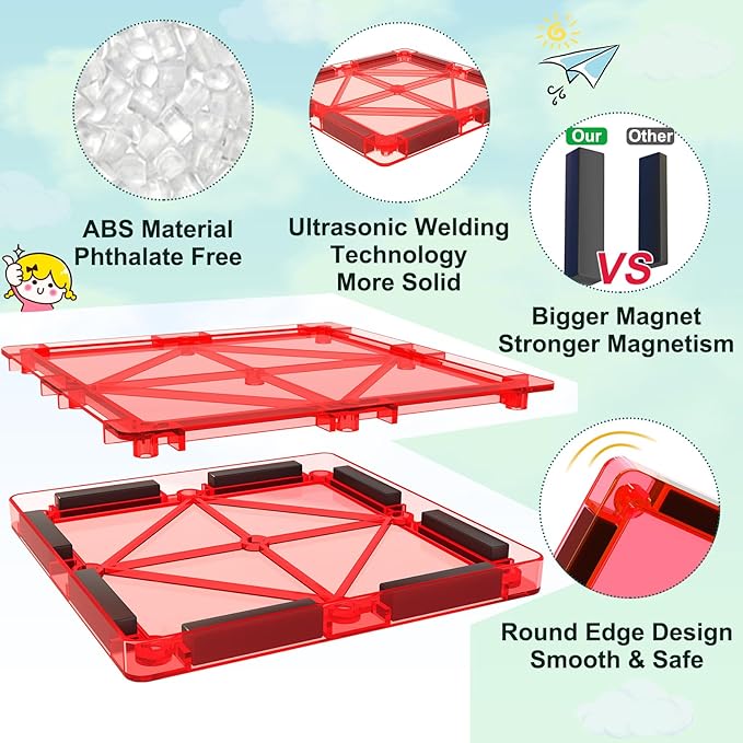 Magnetic Tiles Kids Toys for 3+ Year Old Boys & Girls, STEM Building Blocks Toys & Games, Sensory Toys for Toddlers, 3 4 5 6 7 8 Year Old Boy Birthday Gift