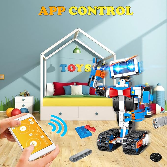 OKK Robot Building Toys for Boys, STEM Projects for Kids Ages 8-12, Remote & APP Controlled Engineering Learning Educational Coding DIY Building Kit Rechargeable Robot Toy Gifts for Girls (635 Pieces)