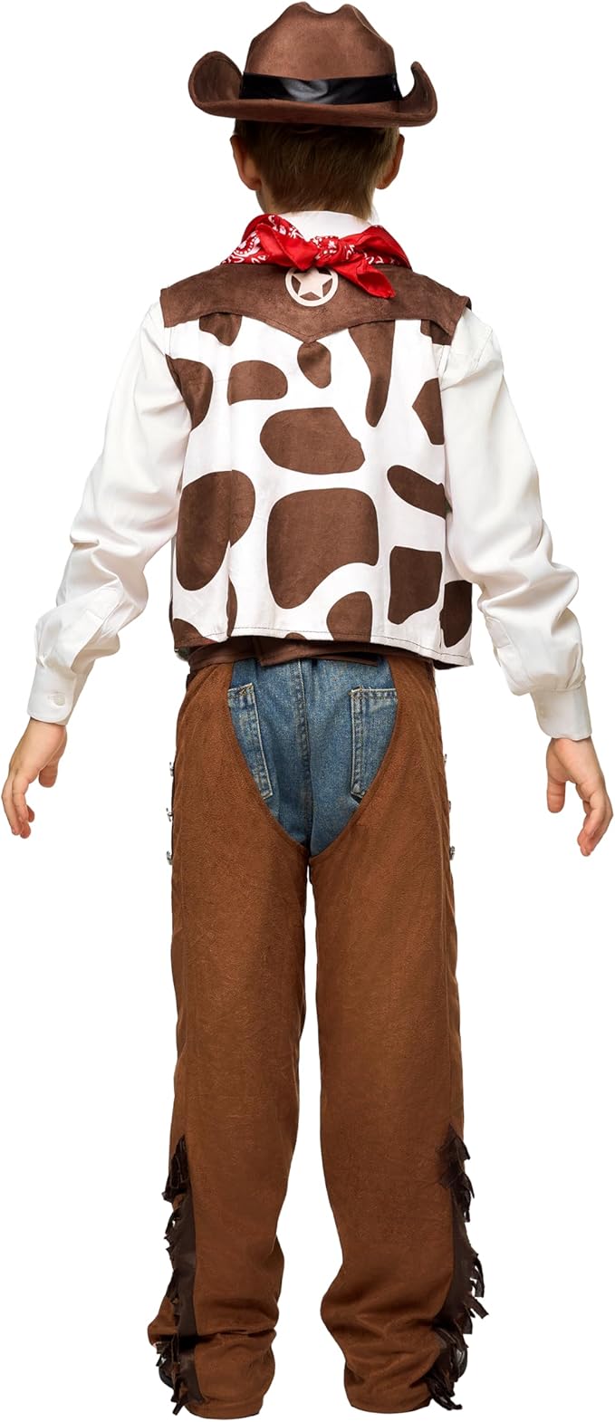 Spooktacular Creations Halloween Cowboy Costume for Boys, Kids White Brown Western Costume, Deluxe Cowboy Outfit Set with Hat for Toddler Halloween Dress-up, RolePlay Themed Party (3T, 3-4 yrs)