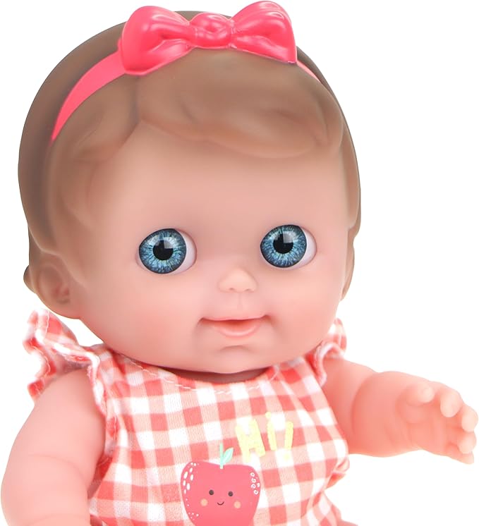JC Toys Lil Cutesies 9" All Vinyl Baby Doll Feeding Time Gift Set| Posable and Washable | Removable Outfit | High Chair and Feeding Accessories Ages 2+