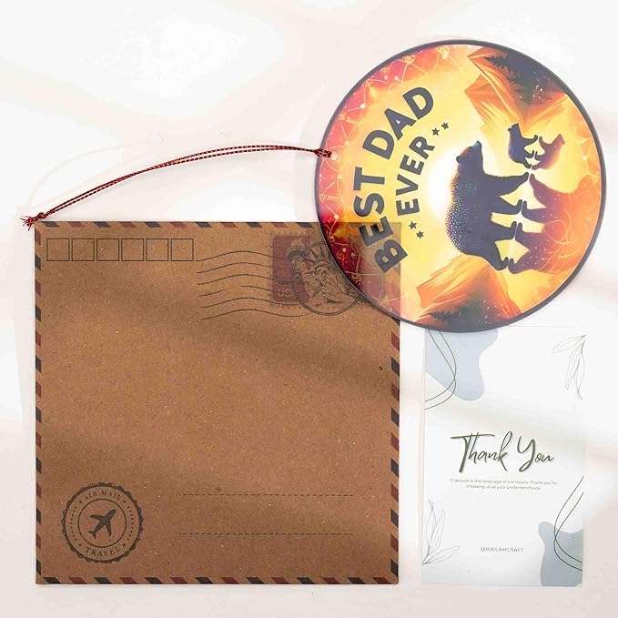 Papa Bear Best Dad Ever Ornament Suncatcher Effect, Fathers Day Ornaments, Best Dad Ever Gifts for Decorations, Senior 2025 Ornament, Family Keepsake for Father's Day, Birthday