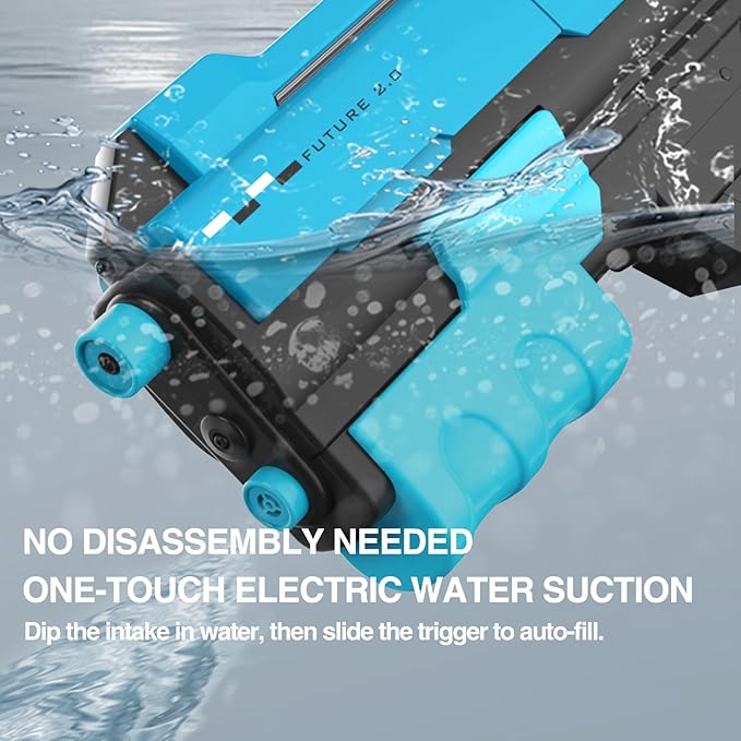 Electric Water Gun with LED Chasing Lights, 35 FT, Automatic & Manual Dual Mode High Powered High Capacity Squirt Guns for Adult Kid (Blue)