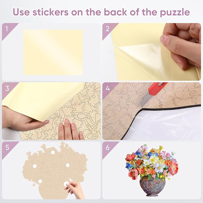 Flower Wooden Puzzles for Adults, 200 Pieces Vase Jigsaw Puzzles, Unique Shaped Medium Size Liberty Wood Puzzle Birthday Gifts for Mom Adults and Kids, Family Game 11'' x 11.3''