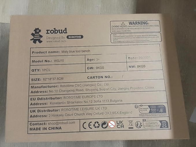 ROBUD Wooden Toy Workbench, Large Kid's Wooden Play Tool, Pretend Play Creative Building Set, Construction Workshop Tool Bench Toys, Gift for Girls & Boys, 3+