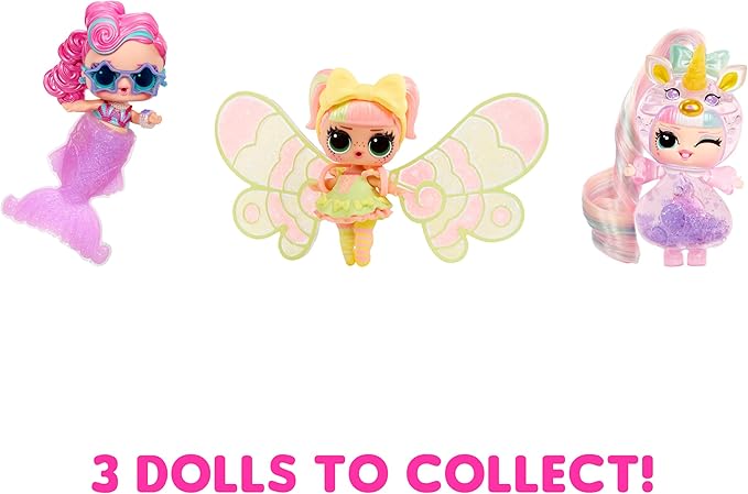 LOL Surprise Tots Just Add Water 3-Pack with 3 Make-Your-Own Fantasy Dolls and 25+ Surprises to UNbox Including Mermaid, Fairy, and Unicorn Dolls and Magical Crafts – Great Gift for Kids Ages 4+