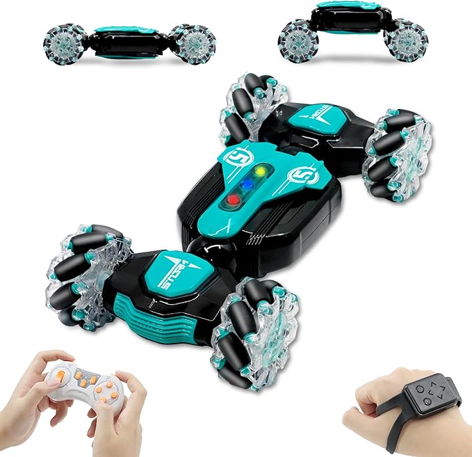 Gesture RC Car, 2.4GHz 4WD Gesture Sensing RC Stunt Car Toys,Double Sided 360° Rolling Rotating Rotation for 3 4 5 6 7 8-12 Year Old Boy Girls Toys(Blue)