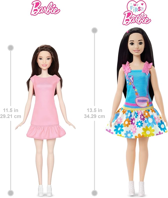 Barbie: My First Preschool Doll, Renee with 13.5-inch Soft Posable Body & Black Hair, Plush Squirrel & Accessories