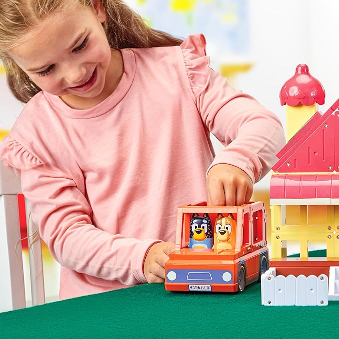 Tile Town Bluey Heeler Home Magnetic Tiles Playset – 46-Piece STEM Building Set, Includes Magnetic Bluey & Bingo Figures, Action Tiles, Creative Construction Toy for Kids Ages 3+ Amazon Exclusive