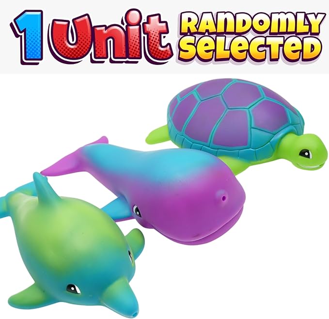 JA-RU Ocean Squirt Squishy Water Animals (1 Water Toys) Fun Floating Foam Sea Animal Toys for Kids. Sea Turtle, Dolphin, Whale Toddler Bath Toys. Pool & Beach Accessories. 4012-1s