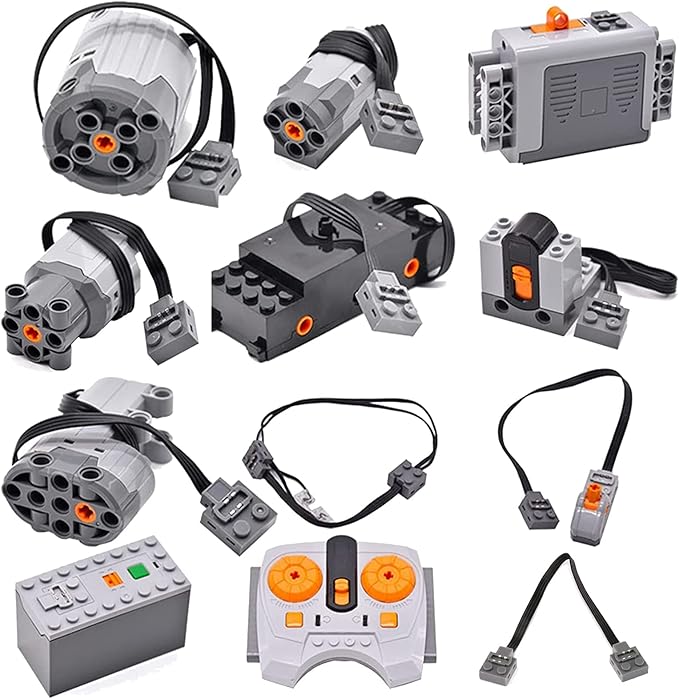 32Pcs Power Function Kit Set Motor Battery Infrared-Remote-Control Receiver Train Adjustable Speed Motor Parts, Motor Power Change Parts Compatible with mainbrands Technic-Parts
