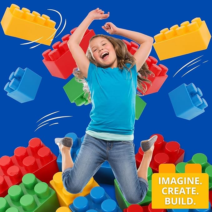 Liberty Imports 24 PCS Giant Building Blocks Starter Set for Toddlers, Plastic Large Building Blocks for Kids Creative Play, Big Stacking Bricks for Children, Kids (Primary Colors)