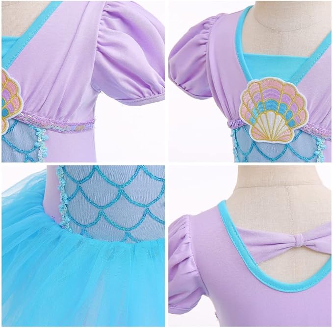 DYMCII Baby Girls Princess Ballet Dress Short Sleeve Leotards Skirted Tutu Dancewear Halloween Christmas Party Fancy Costume