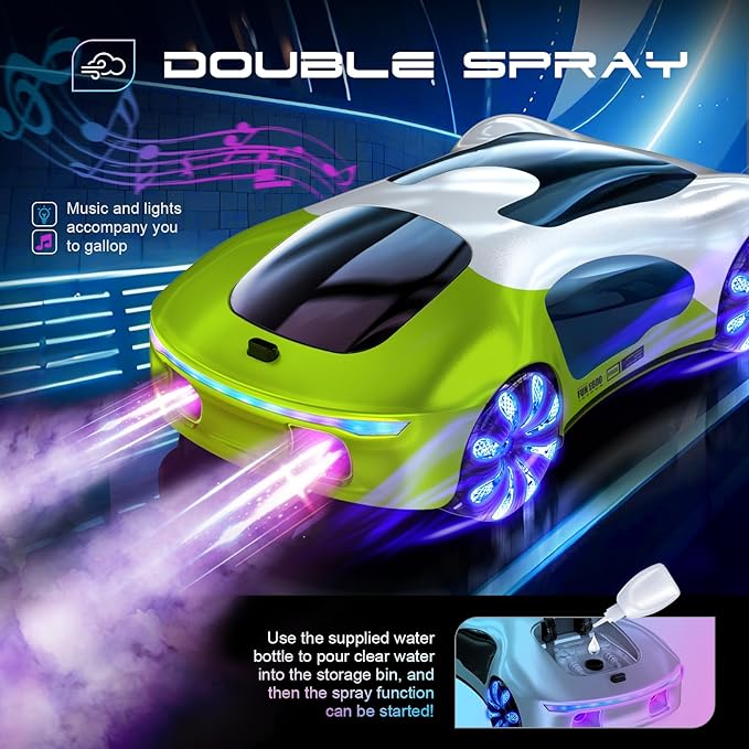 WSHlMIN Futuristic Remote Control Car, Gesture Sensing Rc Stunt Car with Light Spray & Sound, 360° Rotate 2.4GHz RC Cars Toy for Boys 8-12, Birthday Presents for Kids Age 8 9 10 11 12 13 14 (Green)