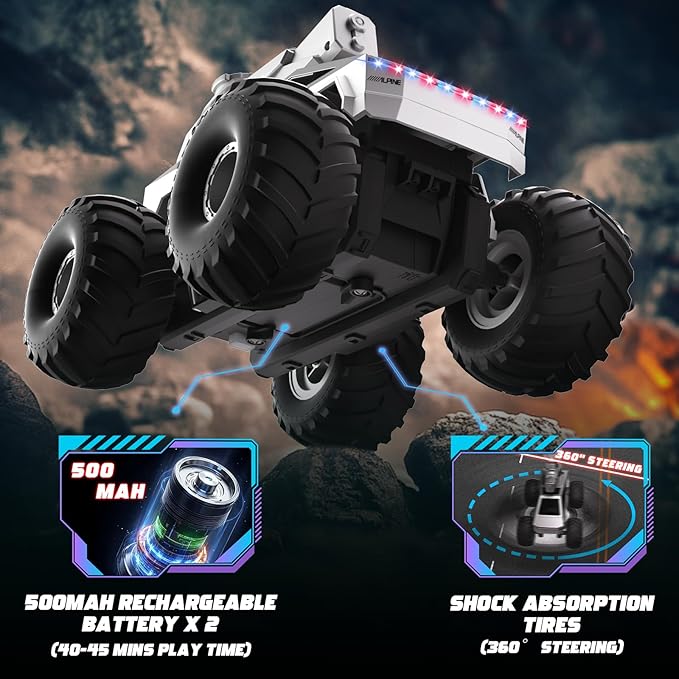 Summer Toys 1:16 RC Car with Water Gun - 2.4 GHZ Remote Control Car, 4WD All Terrain Amphibious Assault Cybertruck, Electric Vehicle Outdoor Pool Toys for Kids, Gifts for Boys Girls Age 5+ Years Old