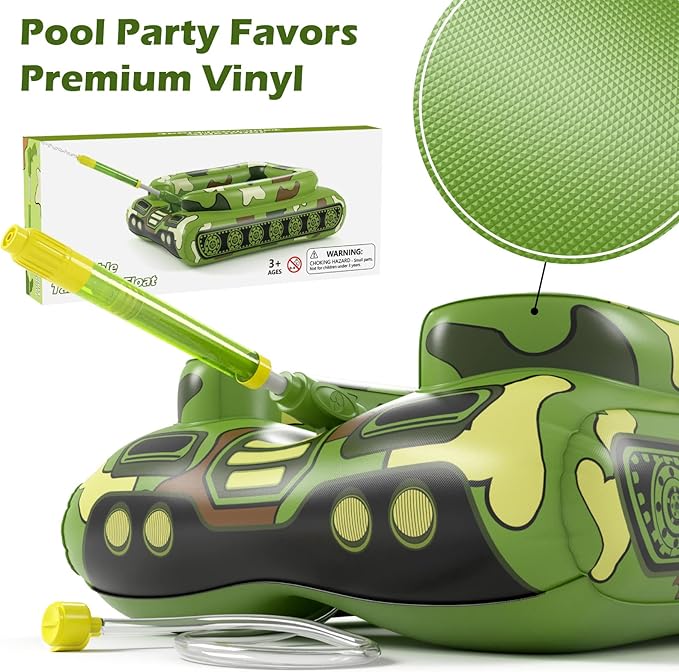 Inflatable Tank Pool Floats Kids - Jasonwell Toddler Pool Floaties Swimming Pool Tank with Water Cannon Gun Swim Floaty Rafts Lake Beach Party Pool Toys for Boys Girls Toddlers Kids