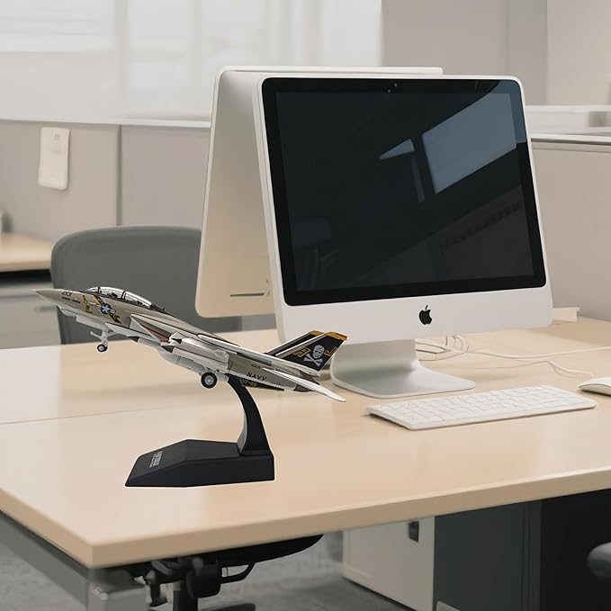 1:100 Scale Bomber Attack Plane Military Model Plane F-14 Tomcat(Foldable Wings Fighter Jet Model Diecast Airplanes Collection Plane for Gifts(NO:201