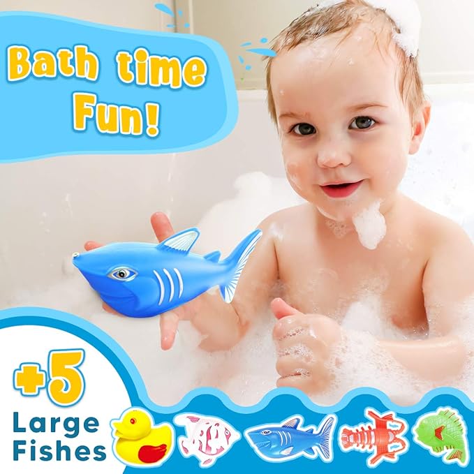 Goody King Magnetic Fishing Game Pool Toys for Kids - Outdoor Indoor Water Table Toys Carnival Party Water Bath Toy for Toddlers 1-3 4 5 6 Years Old 2 Players Gift (Medium)