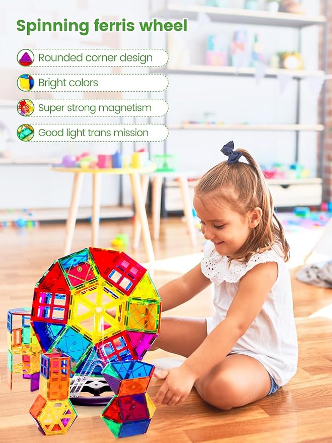 YIJZRUO Magnetic Tiles - 3D Building Blocks for Toddlers 1-3 & Kids Ages 4-8, STEM Educational Magnetic Toys Toddler Toys