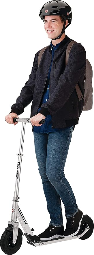 Razor A5 Air Kick Scooter for Kids Ages 8+ - Extra-Long Deck, 8" Pneumatic Rubber Wheels, Foldable, Anti-Rattle Handlebars, for Riders up to 220 lbs