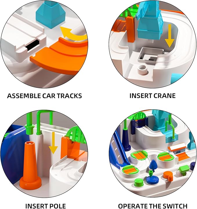 TEMI Boys Toys Car Track, Kids Race Track City Adventurous Toy for 3 4 5 6 7 Years Old Boys Girls - Car Toys with 3 Cars, Car Track Toys for Boys Age 3, Birthday Gifts Toys for Boys 3-5 Years Old