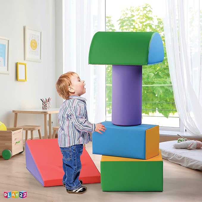 Play22 Soft Climbing Toys for Toddlers Indoor - 5 PC Baby Foam Climbing Blocks, PU Leather Gym Climb and Crawl Play Set Waterproof and Easy to Clean