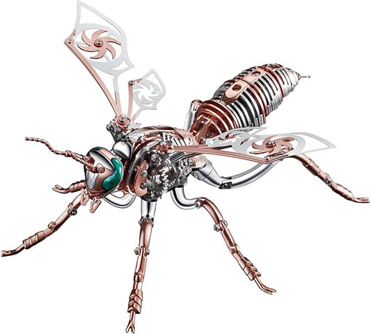 3D Metal Puzzles for Adults: Metal Model Kits 3D Metal Puzzle Mechanical Wasp Building Blocks, Difficult DIY for Assembly Gifts for Men (3D Metal Wasp-Rose Golden)
