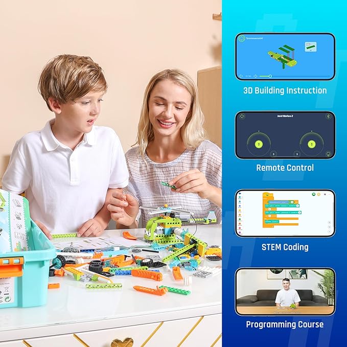 Coding Robot Kit for Kids Ages 6+, 200+ in 1 APP Control Dinosaur Robot Toy, Educational Scratch Program Robotic Kit with 47 Video Courses,Birthday Children's Day Gift for Boys Girls(600 Blocks)