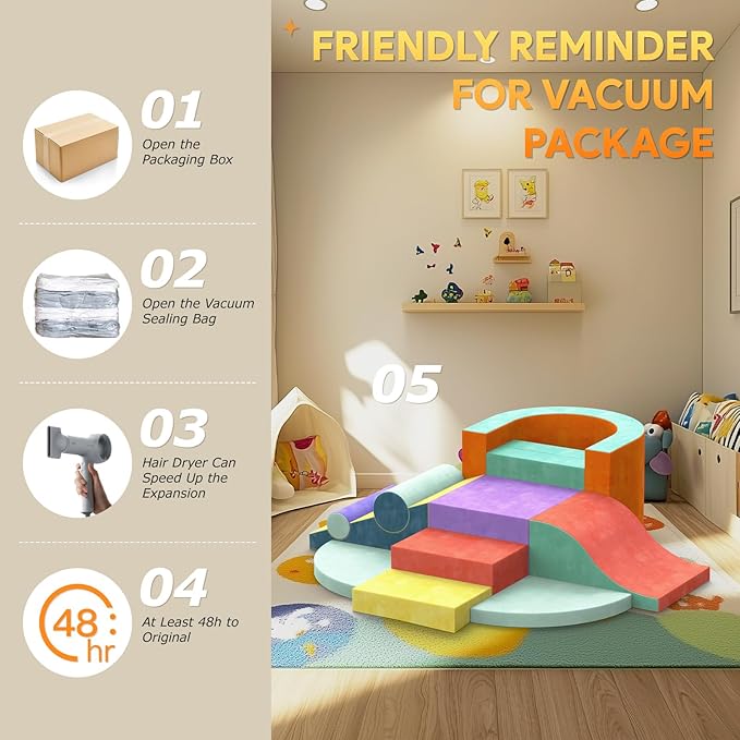 Foam Climbing Blocks for Toddlers, 12-Piece Colourful Toddler Climbing Blocks, Soft Play Climbing for Toddlers with Toy Car, Flexible Crawling and Sliding Climbing BlocksMK90