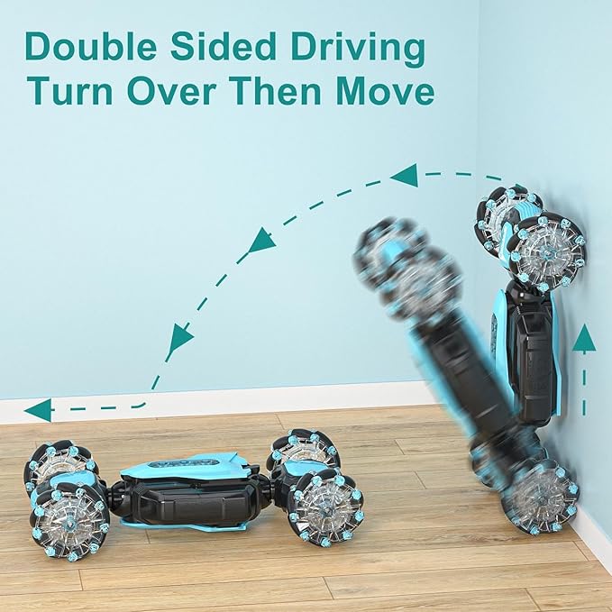 Gesture Sensing RC Stunt Car Remote Control Car 360° Rotating 4WD 2.4Ghz RC Cars Transform Car Toys for Boys 4-7 Birthday Present for Age 8-12, Green