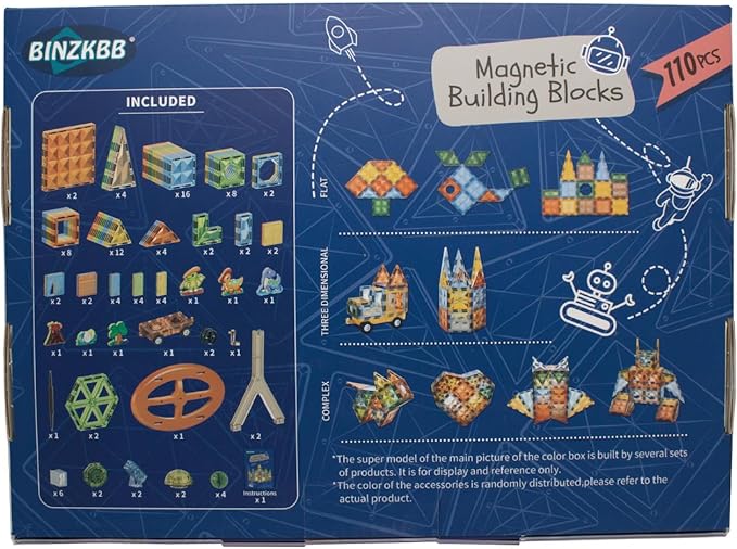 BINZKBB Magnetic Tiles 110PCS - 3D Lighted Magnet Building Blocks for Kids,Creative Dinosaur Toys Educational Sensory Stack STEM Construction Toys for Kids Ages 3 4 5 6 8 10+ Year Old Boys Girls